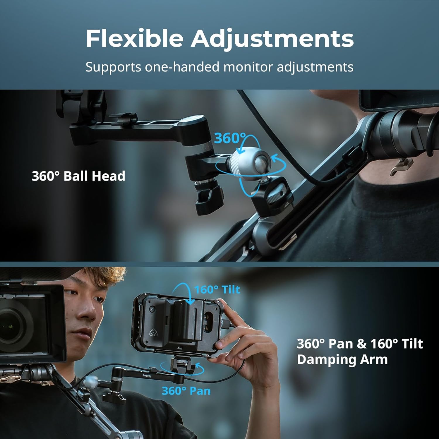 Thumbnail 3 de SmallRig Magic Arm mit 360°-Kugelkopf und Dämpfungsarm (5141) – Monitorhalterung für Schulter- oder Stativaufnahmen