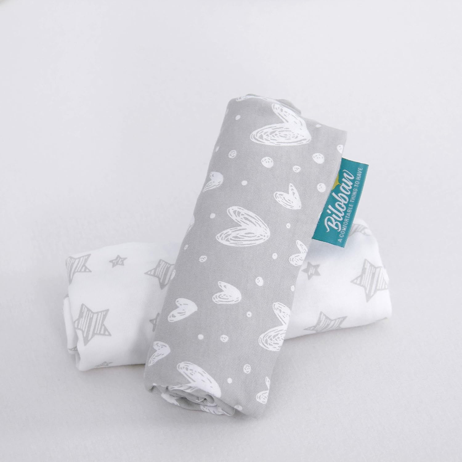 Detalle 1 de Biloban Bassinet Sheets, 2-Pack, 100% Cotton, Gray Print, 360° Elastic Fit