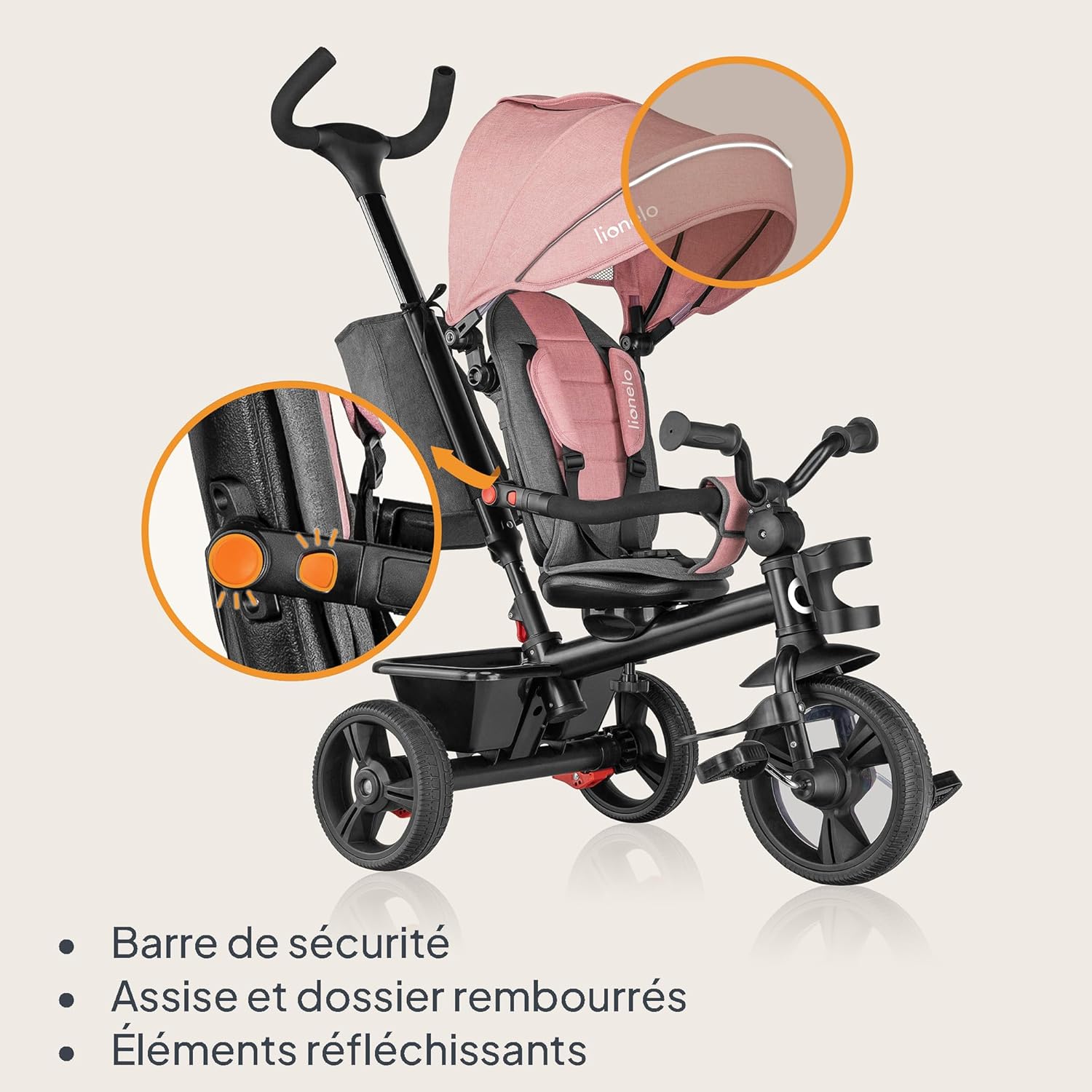 Thumbnail 6 de Lionelo Haari Tricycle bébé évolutif jusqu'à 25 kg — 3 en 1 avec siège réversible et rangements pratiques