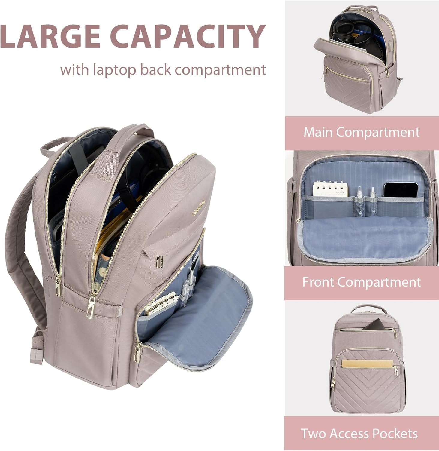 Detalle 2 de VANKEAN 17.3 Inch Laptop Backpack Pink 17.3