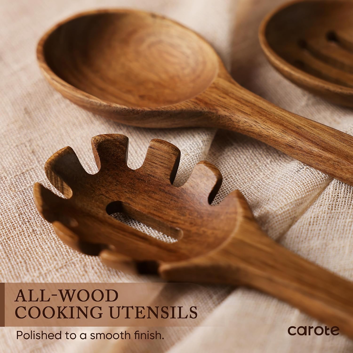 Detalle de CAROTE Wooden Utensil Set, 8-Piece
