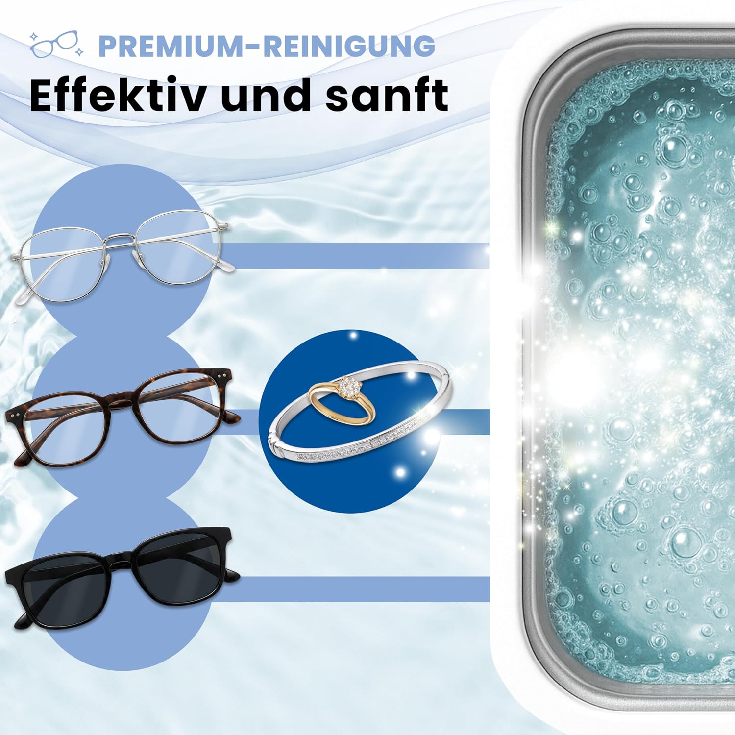 Detalle de Treufix Ultraschallreiniger Konzentrat – Brillen- & Schmuckreiniger, 750 ml, Made in Germany