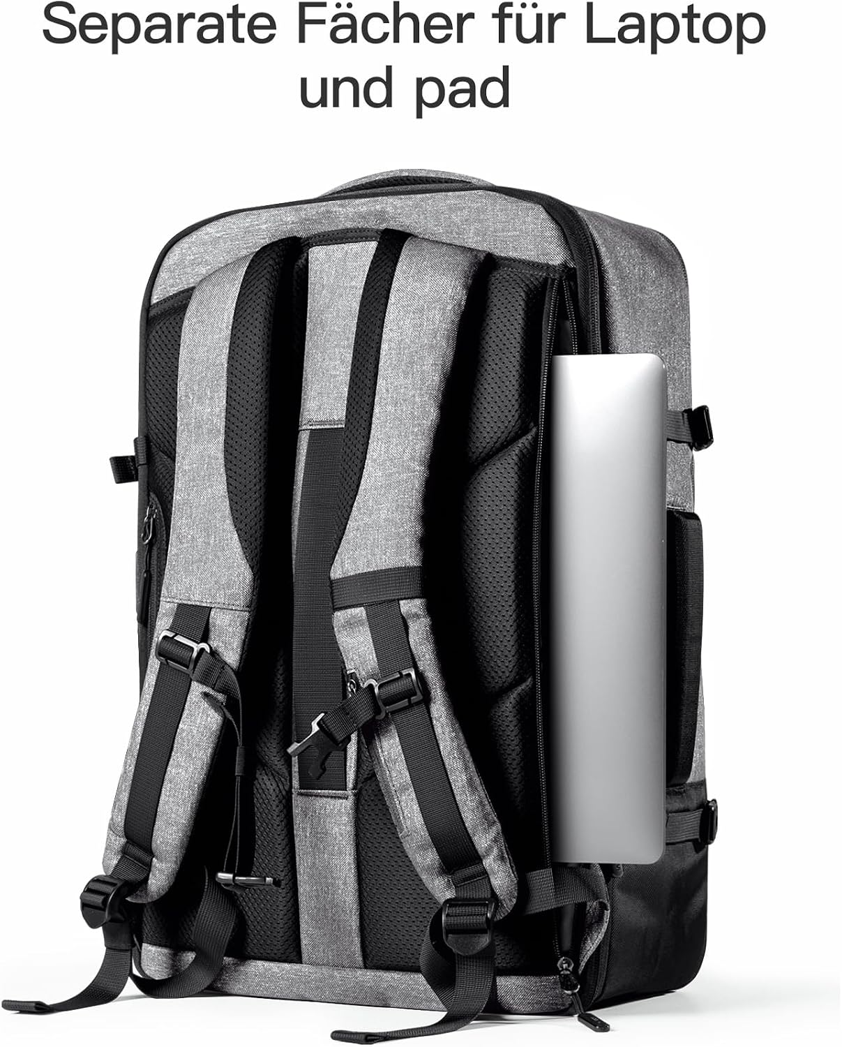 Detalle de Inateck erweiterbarer Reiserucksack 38,5–46,2 L fürs Handgepäck mit Laptopfach (bis 15,6 Zoll)