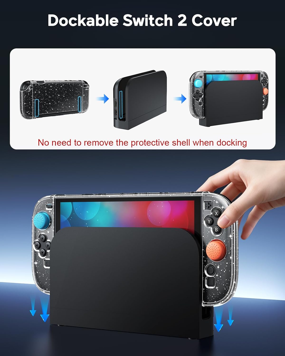 Detalle de FYOUNG Switch 2 Cover Case: Crystal Hard Protective Shell with Glass Screen Protector