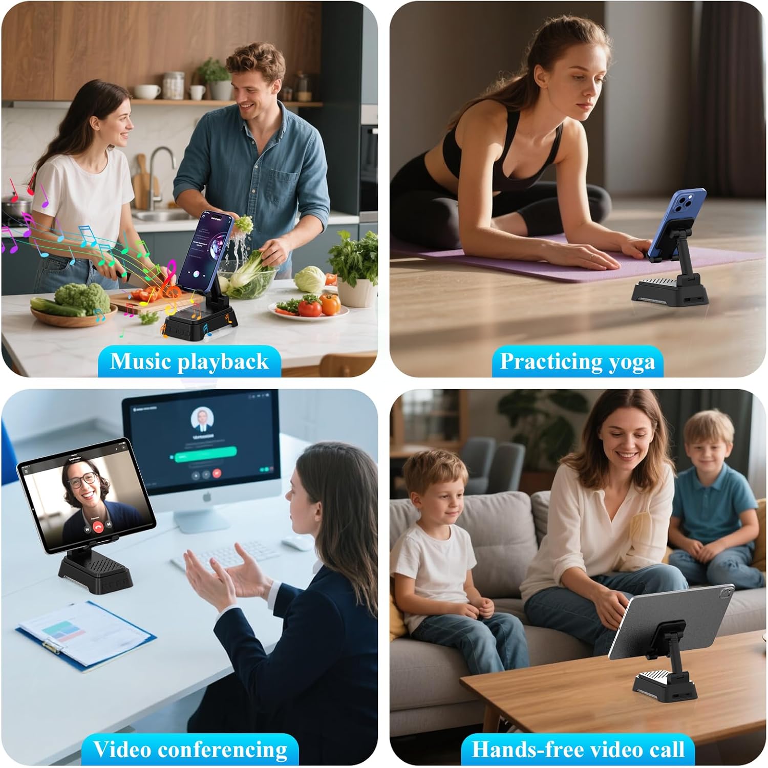 Thumbnail 6 de AUYLE tragbarer Bluetooth-Lautsprecher 3-in-1 mit Handyhalterung und dimmbarem Nachtlicht