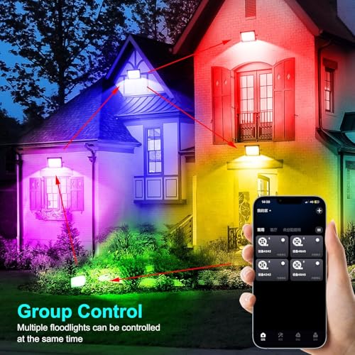 Detalle 1 de NATPOW Proyector LED RGB Exterior 100W con App y Mando 🎆