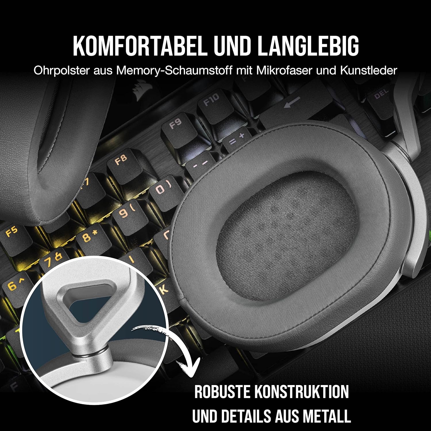 Detalle 2 de Corsair HS65 Surround Gaming-Headset – Komfort, Dolby 7.1-Surroundsound und SoundID für Multi-Plattform