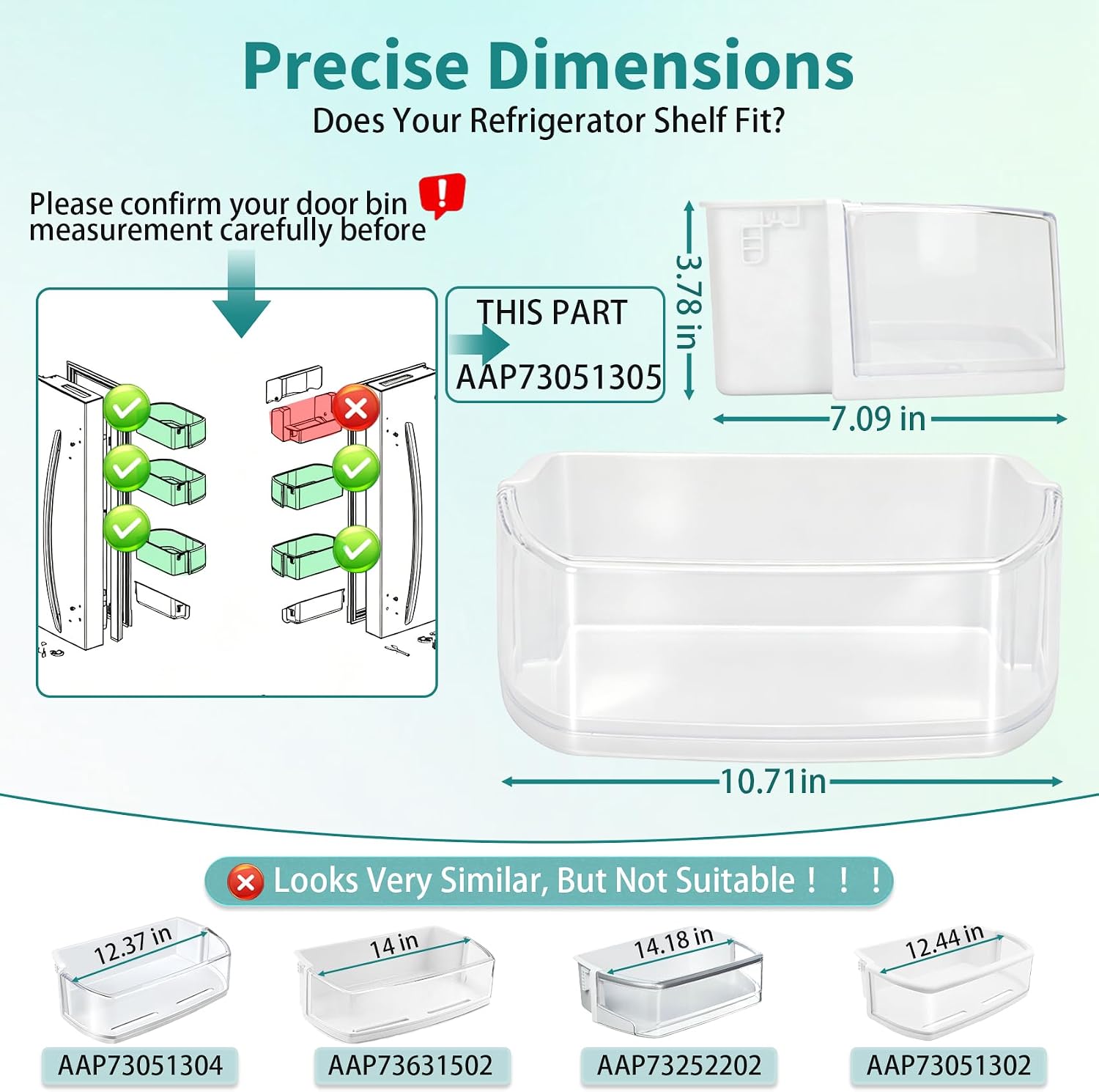 Detalle 2 de M Motico AAP73051305 Refrigerator Door Bin, 2-Pack with EVA Shelf Liners