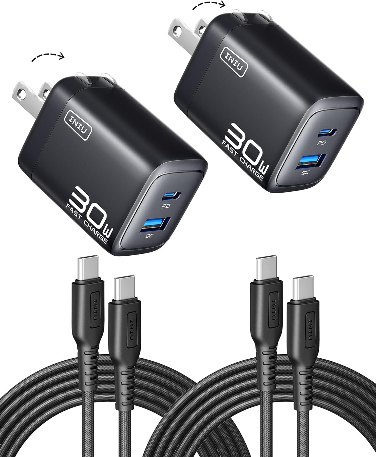 Detalle de INIU 30W GaN Type-C Charger for iPhone 17 (2-Pack)