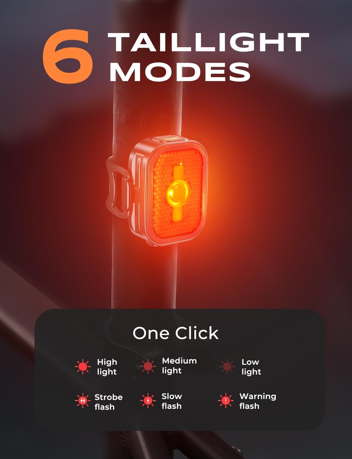 Detalle 2 de EOIWUY Bike Lights 8+6 modes set