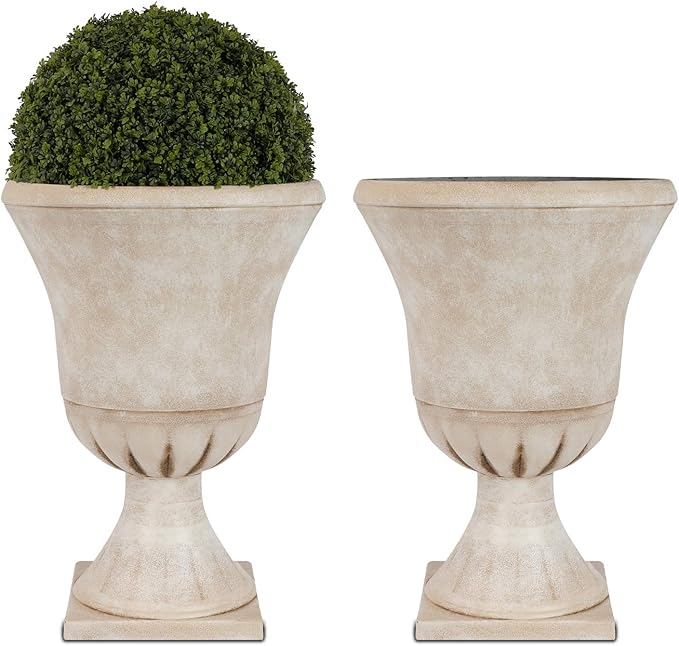 Worth Macetas de Resina para Jardín, 22" Beige, Paquete de 2