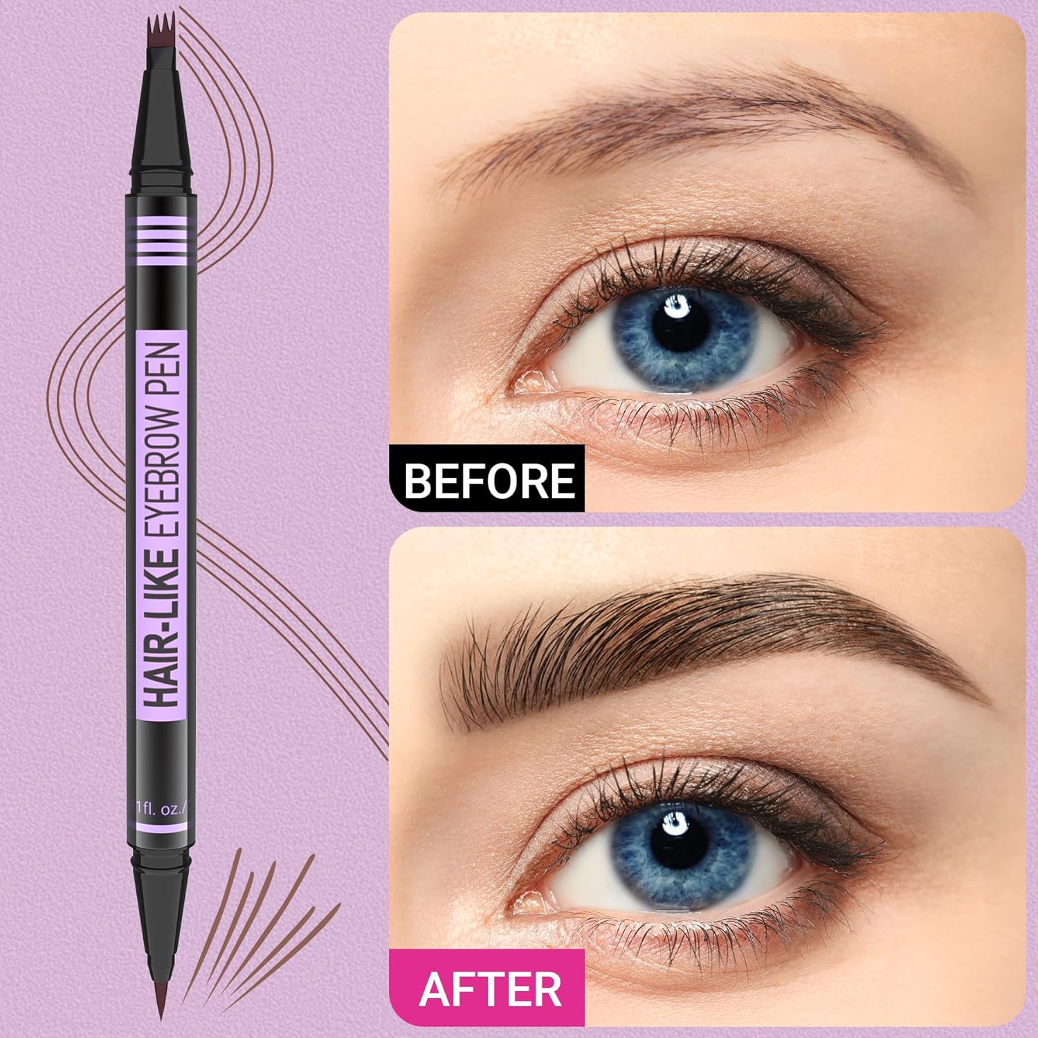 Detalle 2 de iMethod Eyebrow Pen 2-in-1 Magic Brow Pencil (Dark Brown) with 4-Fork Tip + Precise Brush Tip