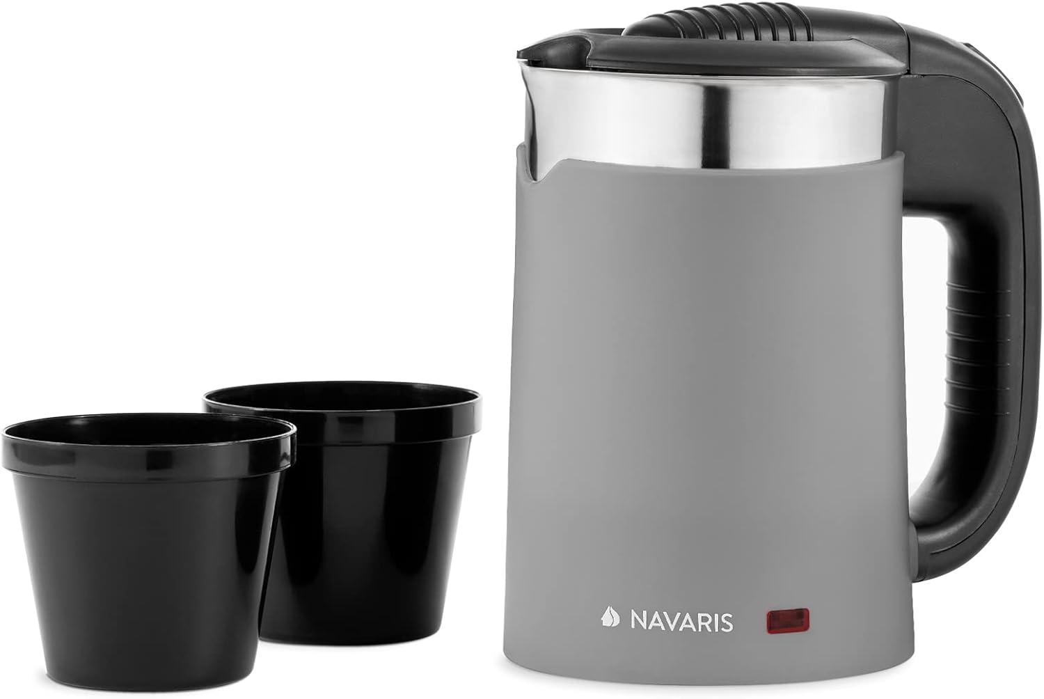 Thumbnail 6 de Navaris Compact Electric Travel Jug (0.5L) Dual Wall Kettle with Boil Dry Protection – 1100W Grey