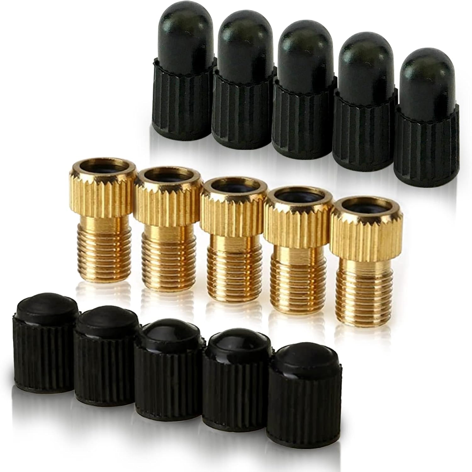 Mobi Lock Kit de vélo : adaptateur Presta vers Schrader (kit de 5 valves) pour faire le gonflage partout