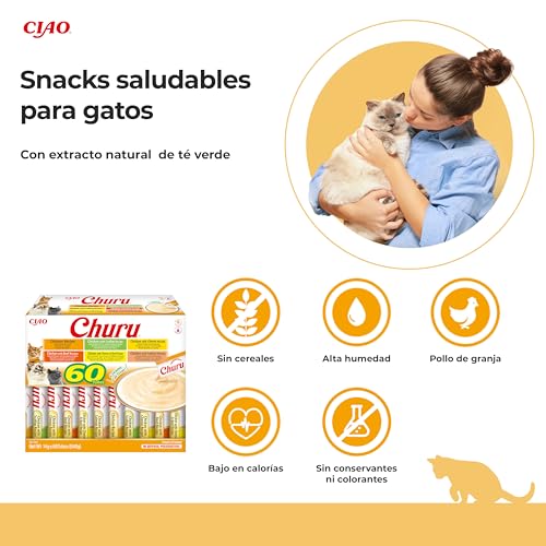 Thumbnail 1 de INABA Churu Box - Premios para Gatos: Snacks cremosos de pollo, 60x14g, sin cereales ni colorantes