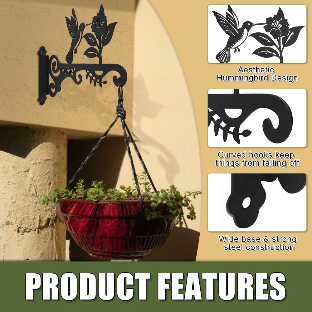 Thumbnail 4 de MIVITOOM 2 Pack Hanging Basket Brackets: Easy Outdoor Wall Mounts for Lanterns, Baskets and More