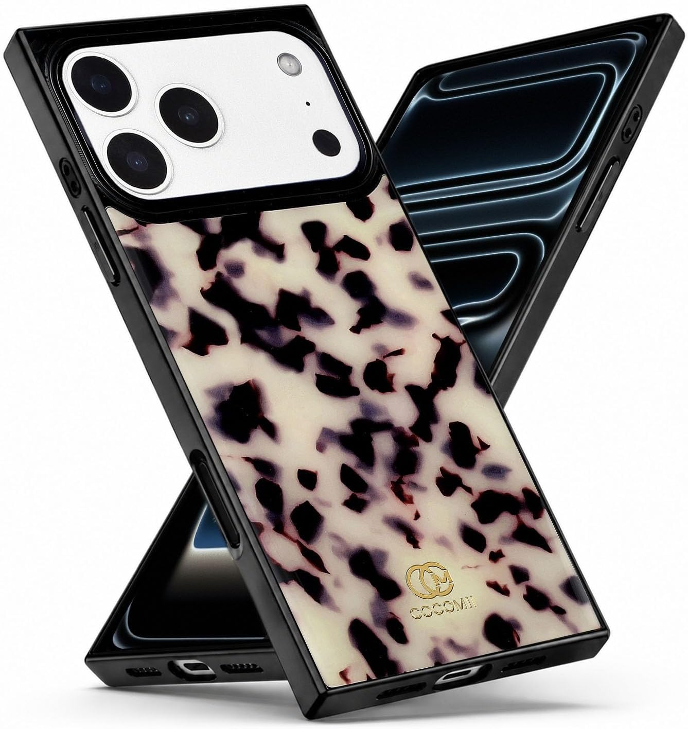 Detalle de COCOMII Rectangle Case for iPhone 17 Pro Max – Ivory Tortoiseshell, MagSafe Compatible