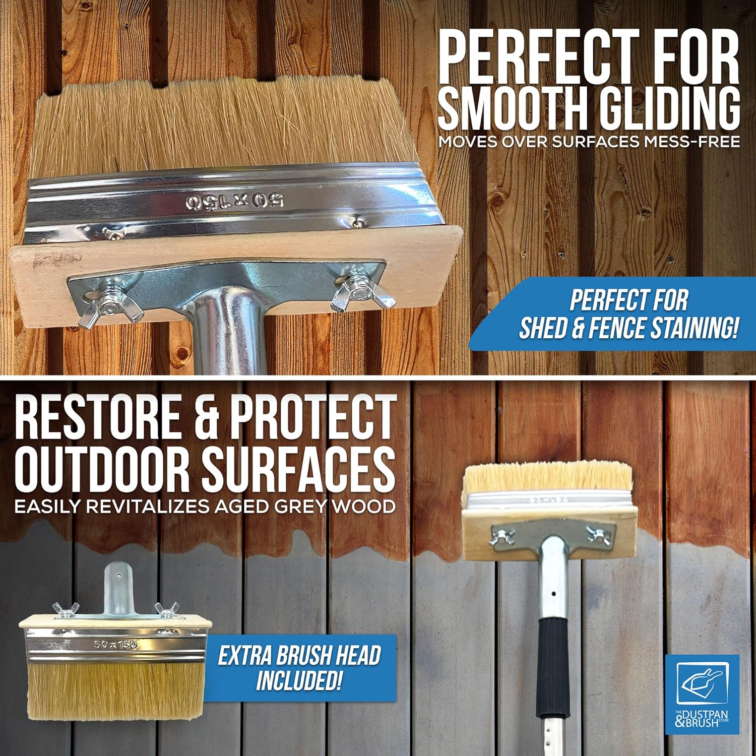 Detalle 1 de Decking Stain Brush Kit with Metal Handle (7" kit) + Extra Brush Head + 3" Paint Brush