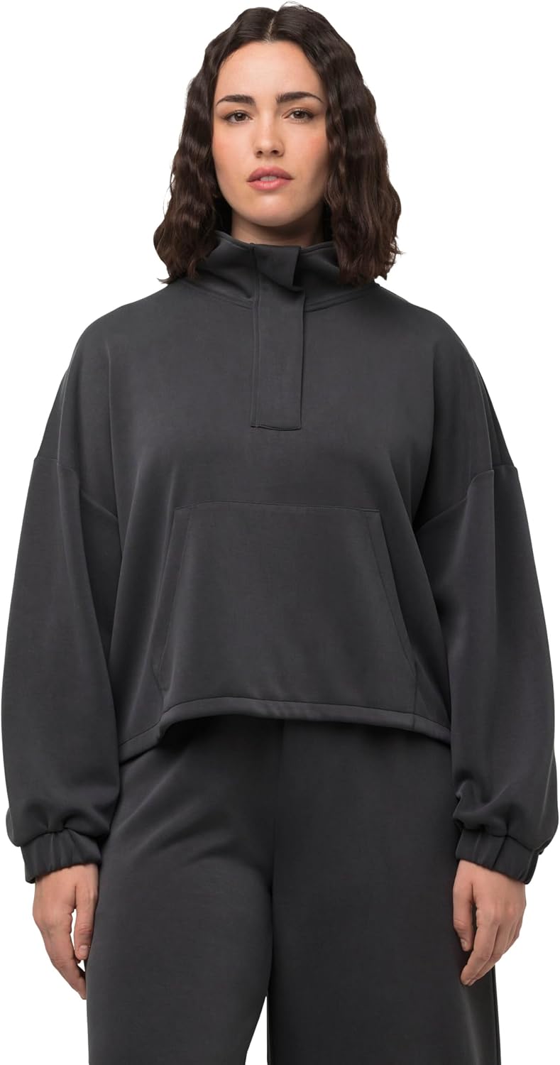 Detalle de Ulla Popken Felpa dal Taglio Oversize con Collo Alto e Maniche Lunghe 820347