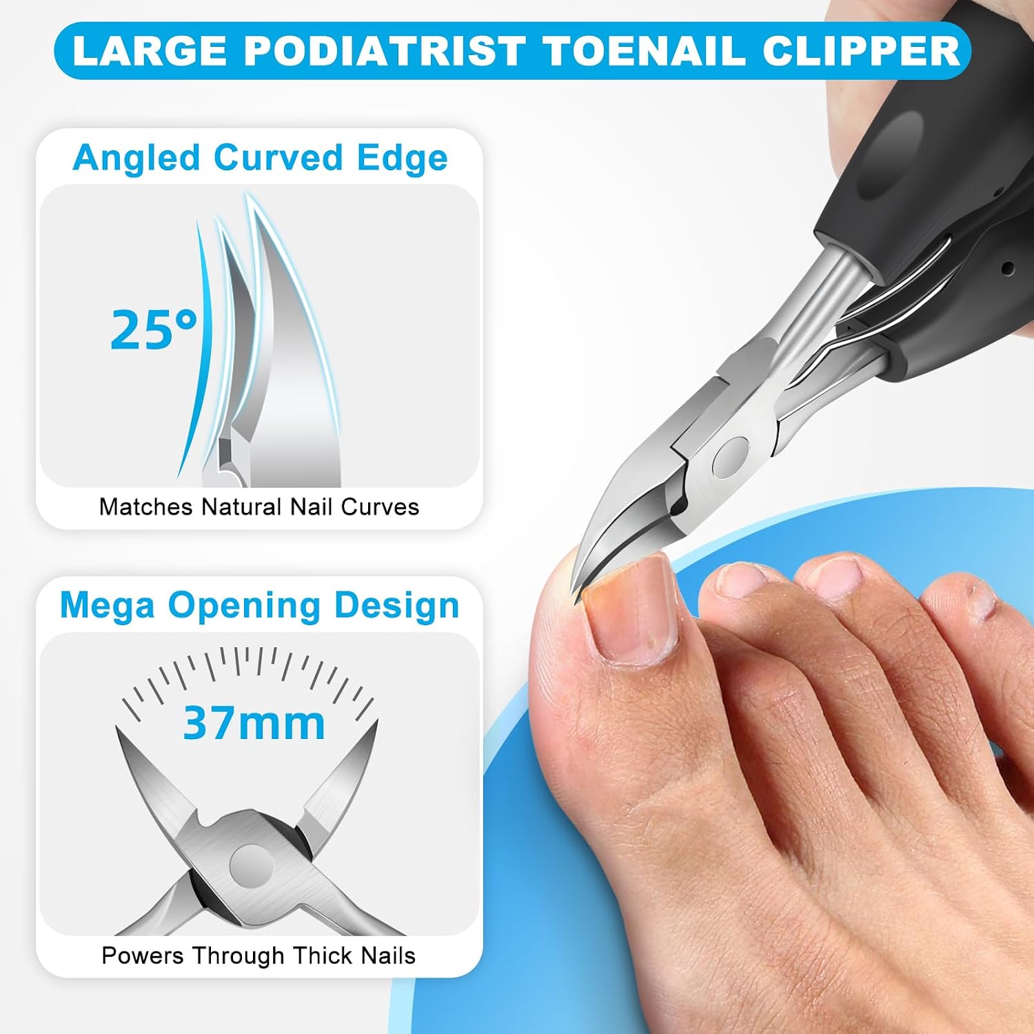 Thumbnail 2 de DRMODE 2026 Toenail Clippers Set (5-in-1) for Thick Toenails, Angled & Ingrown Nail Clippers with Long Handle