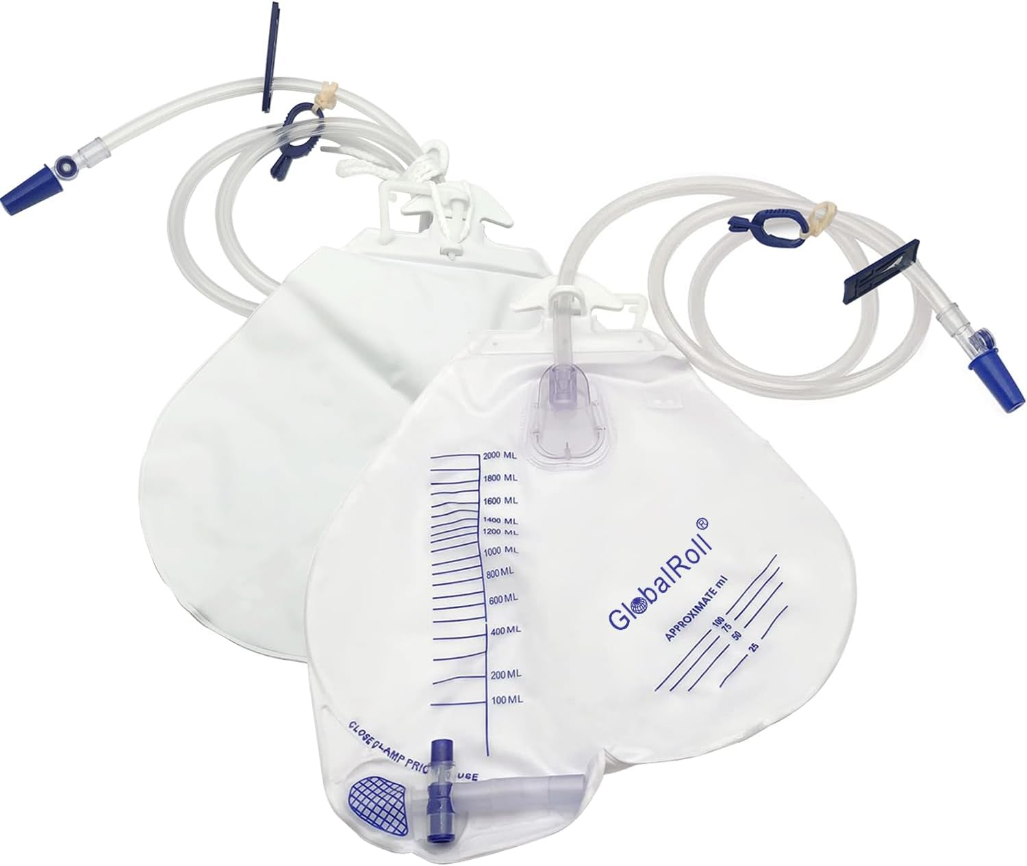 Thumbnail 4 de GlobalRoll Urinary Drainage Bag with Anti-Reflux Chamber (2000 mL, 48" Tube) – 10 Pack