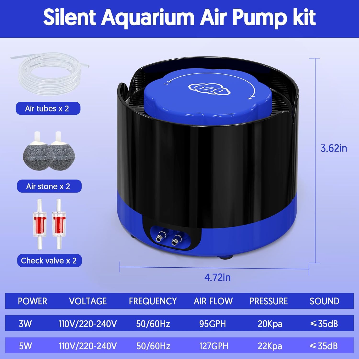 Thumbnail 6 de QZQ Aquarium Air Pump 3W adjustable aerator 🐠