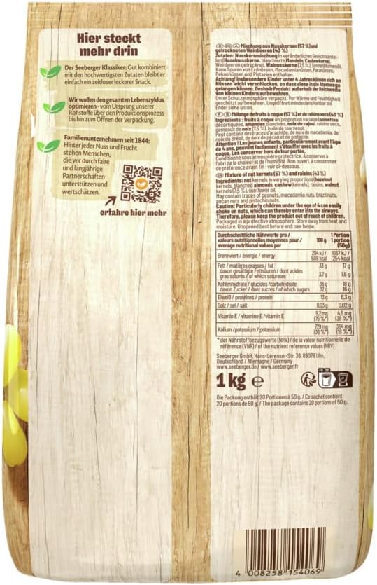 Thumbnail 1 de Seeberger Mendiant de luxe – mélange classique de noix et fruits secs, vegan, riche en vitamine E (1 kg)