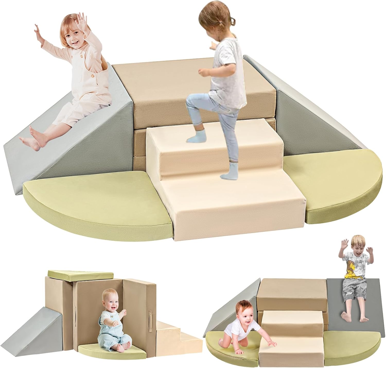 Detalle de Erament Model 6 6-Piece Foam Climbing Set with Slides and Staircase