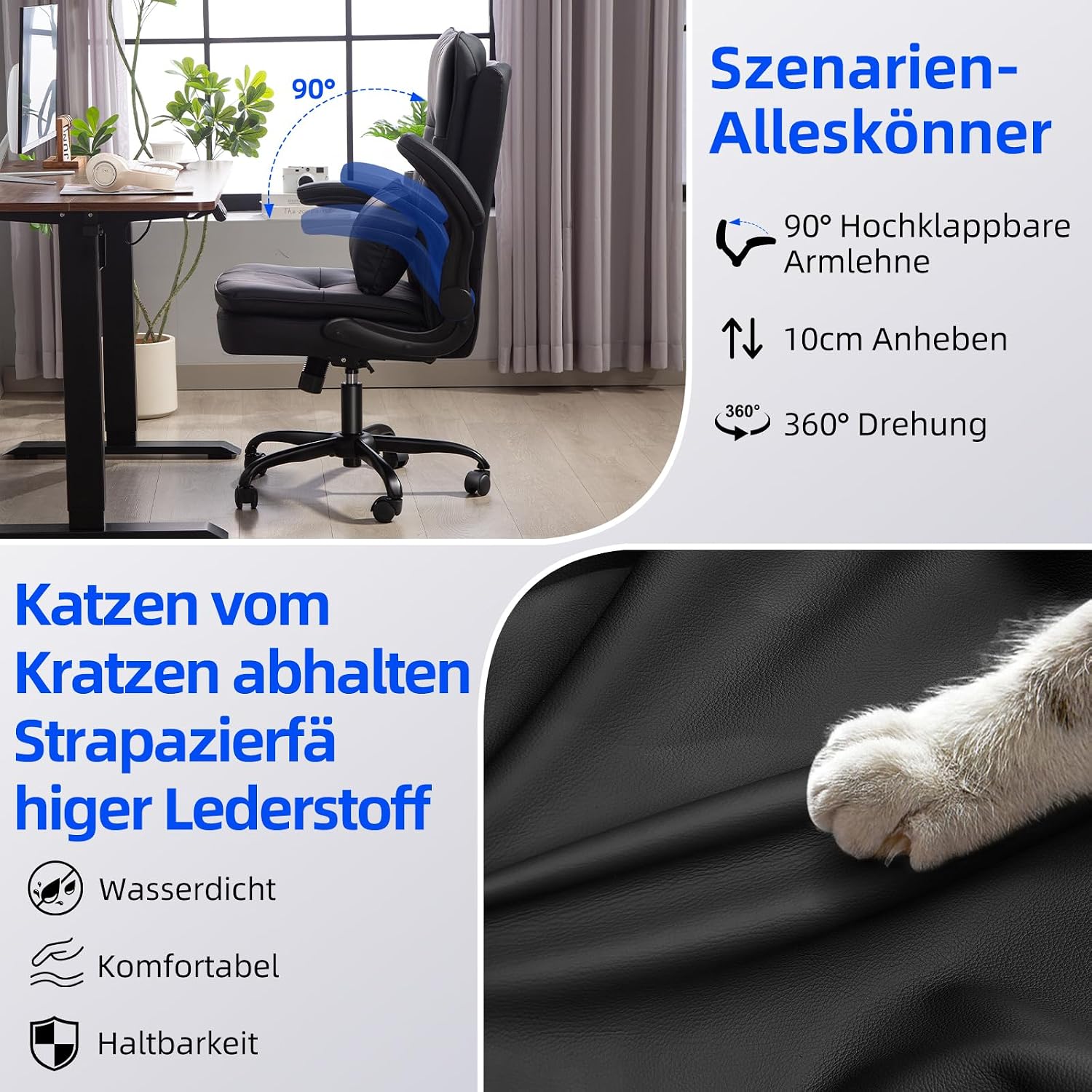 Detalle 2 de Asukale Bürostuhl Ergonomisch 150 kg, Schwarz