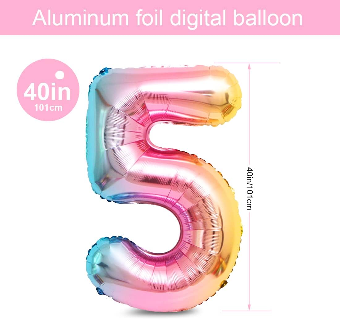 Thumbnail 3 de Aurasky Luftballon Einhorn 5 – 3D Folienballon-Set XXL mit Regenbogen, Stern, Herz & Einhorn-Dekoteilen