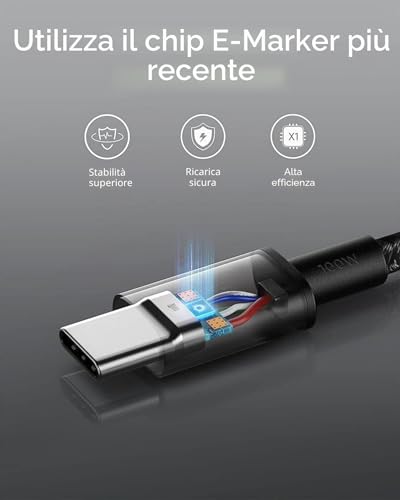 Detalle de Anker Cavo USB-C 100W 1,8 m – Confezione Doppia (Anker 333 USB-C)