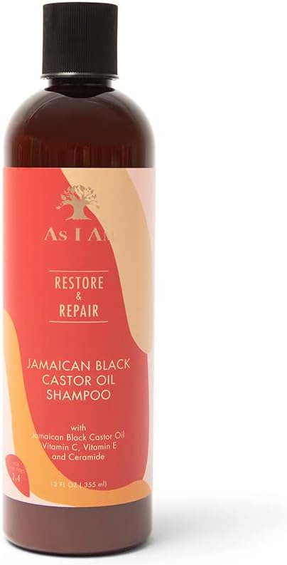 Detalle de AS I AM Jamaican Black Castor Oil Shampoo (355ml) — sulphate-free cleanser for curls