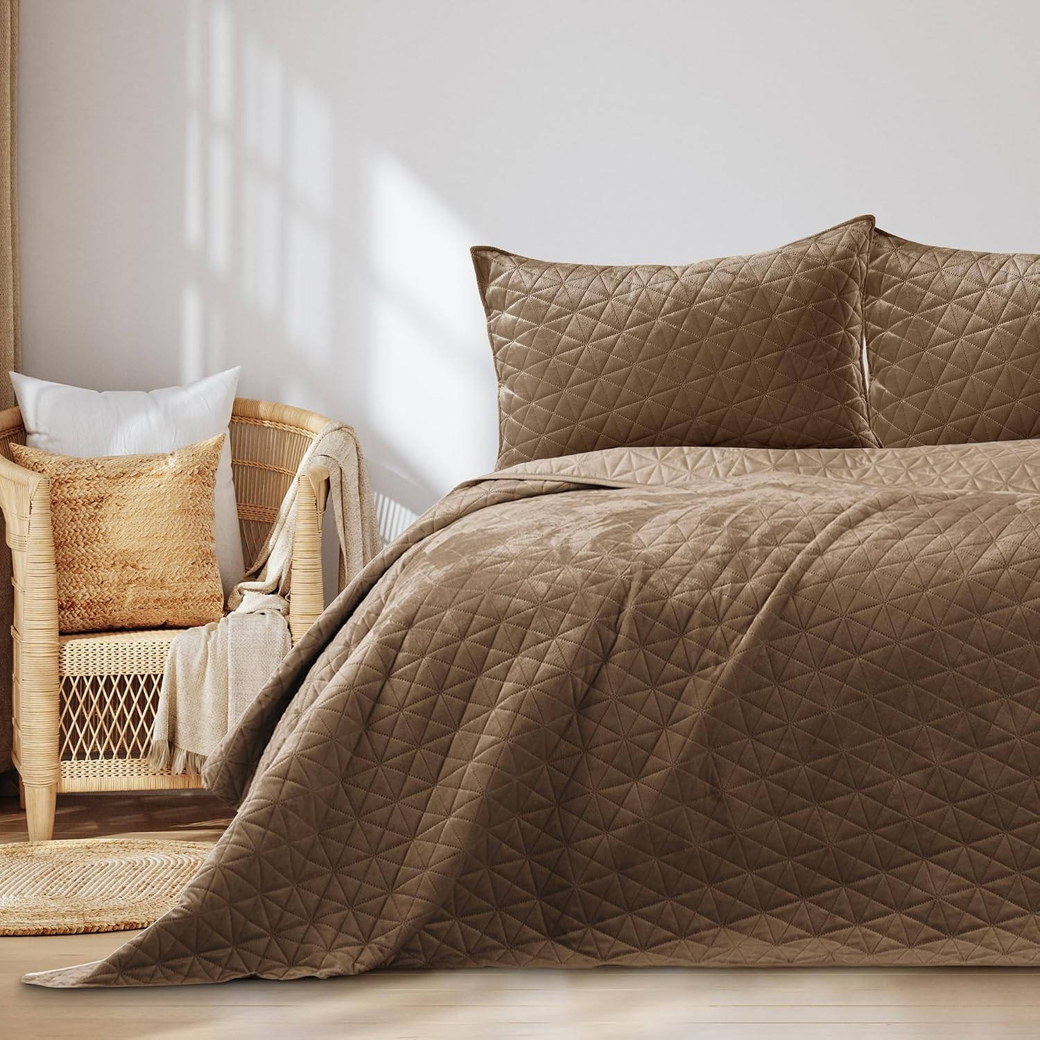 Thumbnail 6 de AmeliaHome Laila Velvet Couvre-lit Vert 170 x 270 cm — douceur velours et microfibre