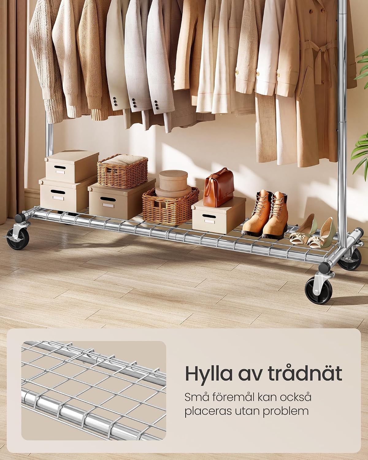 Detalle de SONGMICS Pataye HSR178E101 klädställning, utdragbar med hylla och hjul