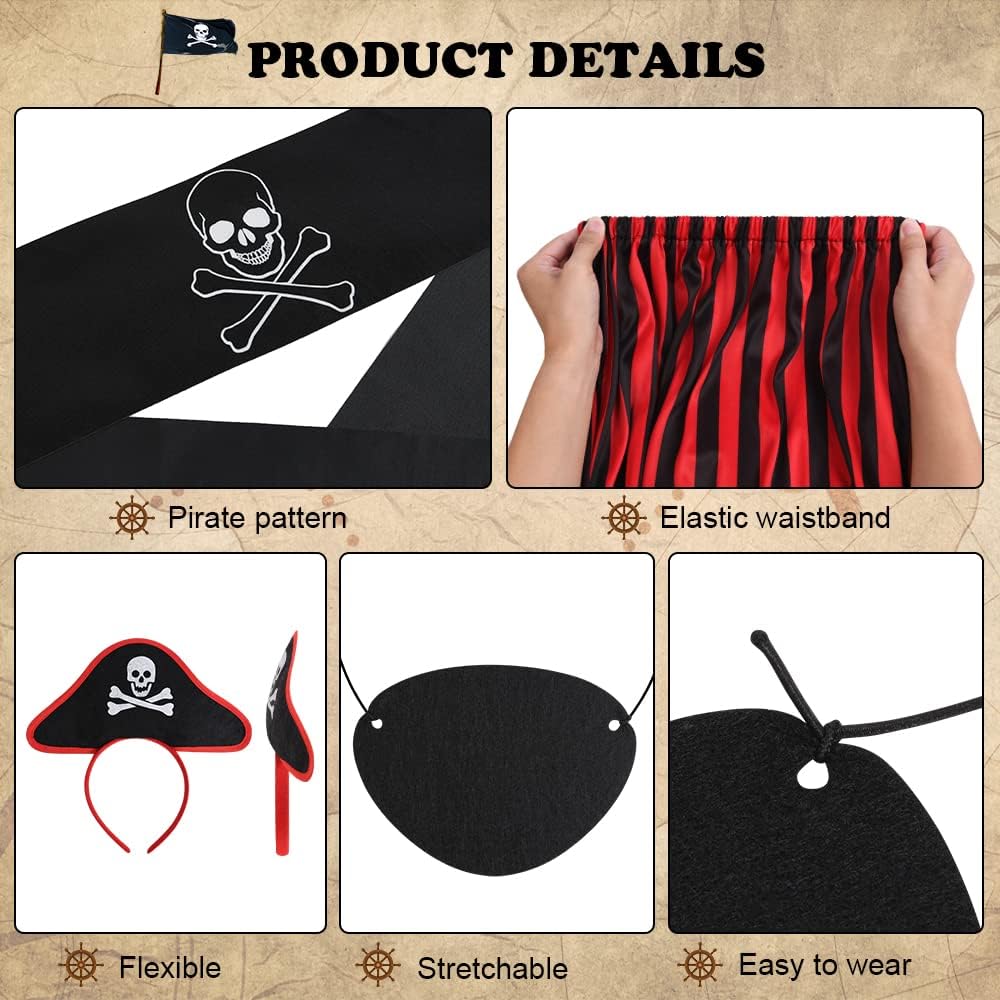 Detalle 2 de Aomig Costume pirata bambina 4 pezzi L 🎭