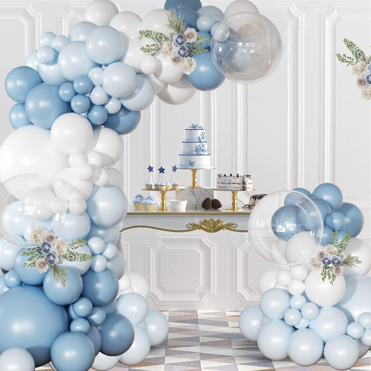Thumbnail 1 de Dusty Blue Balloon Arch Kit (126-Piece Light Blue & White) for Weddings, Baby Showers, and More