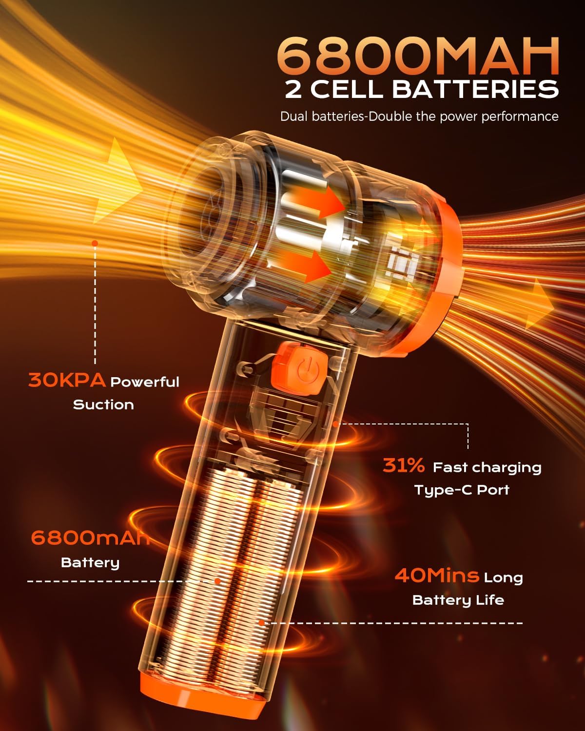 Detalle 2 de Portable 4-in-1 Cordless Car Vacuum