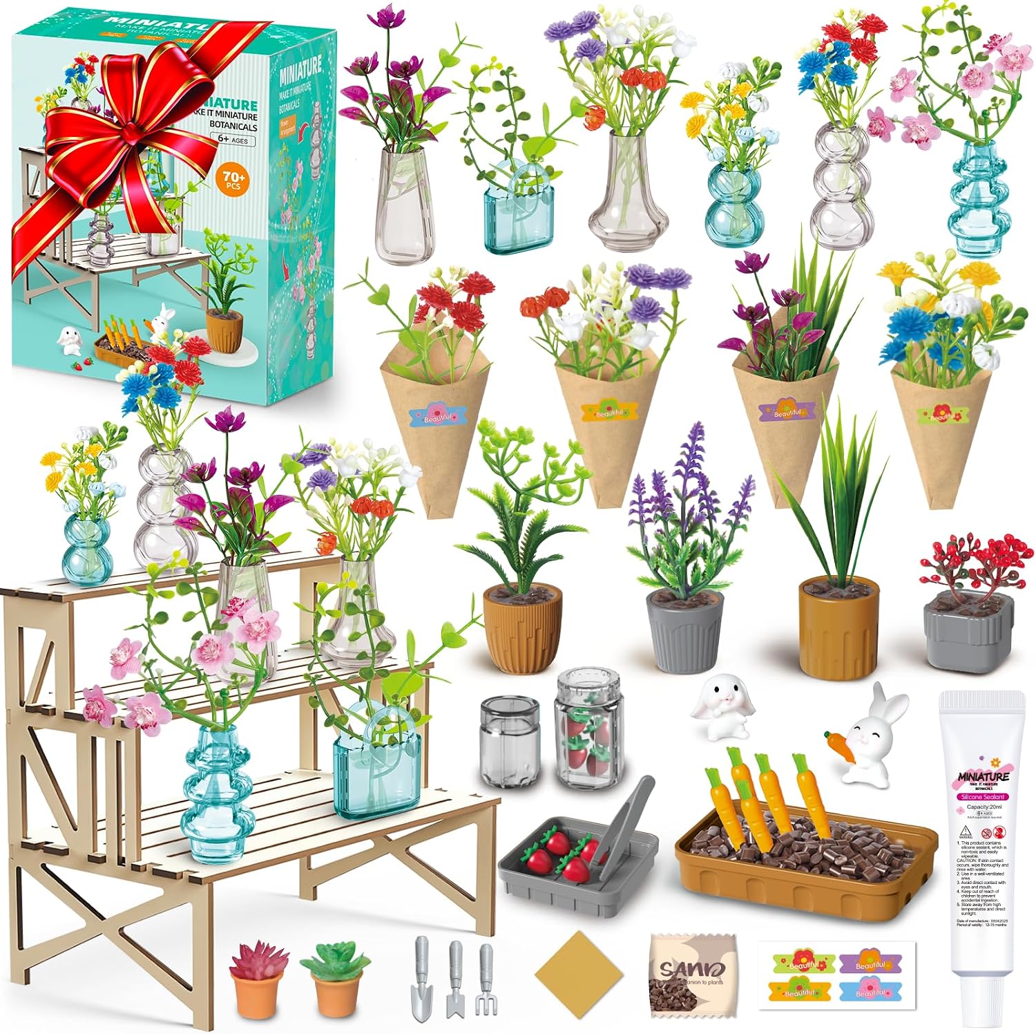 Detalle de Make It Miniature 70 PCS Miniature Flower Kit 🌱