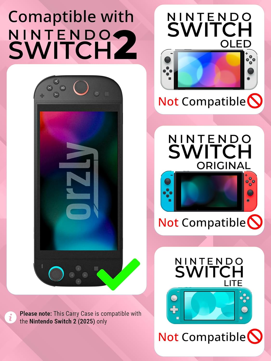 Detalle de Orzly Carry Case for Nintendo Switch 2 (2025) – Pink Gift Box Edition