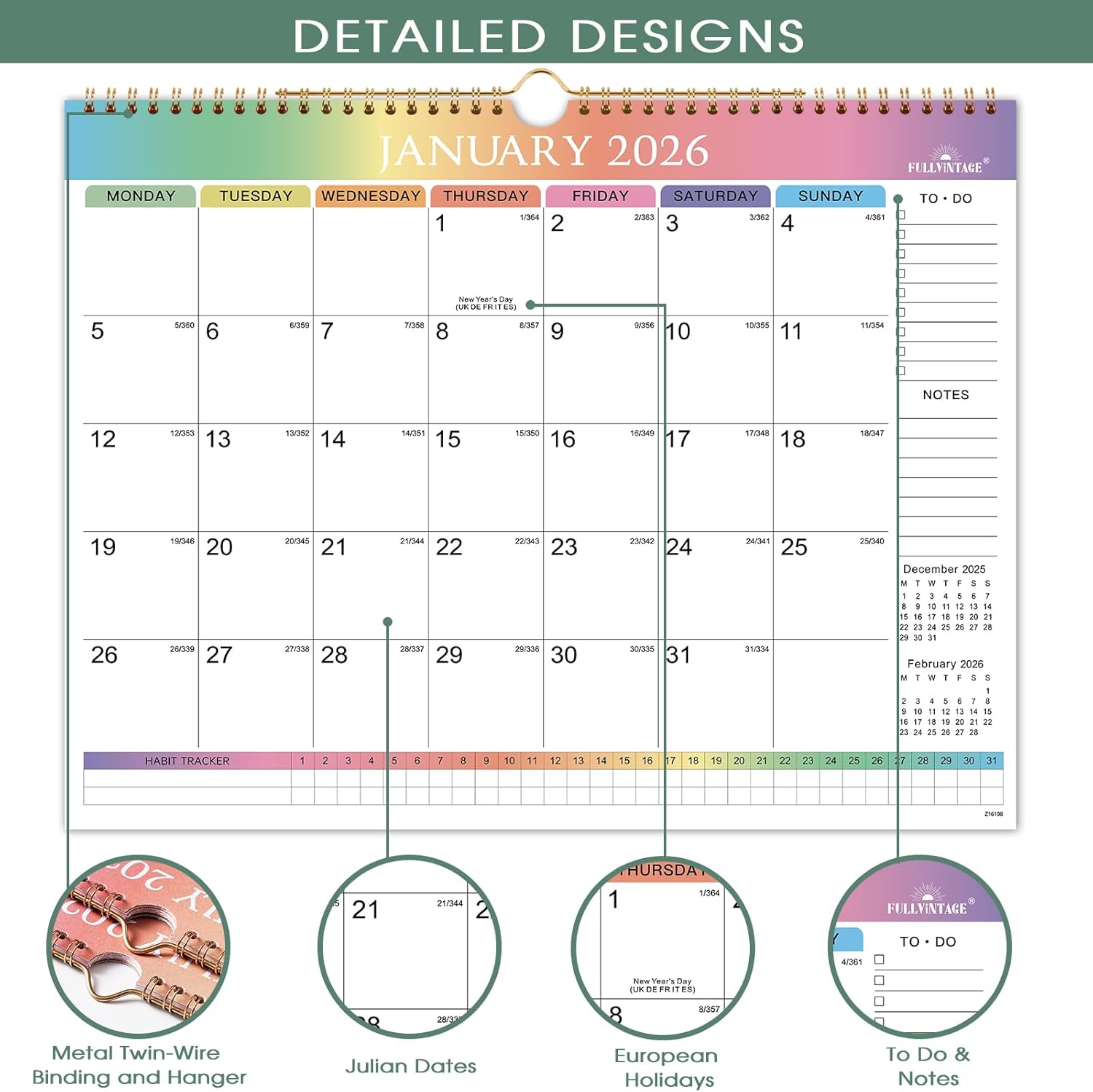 Thumbnail 1 de 2026 Calendar UK wall calendar 📆
