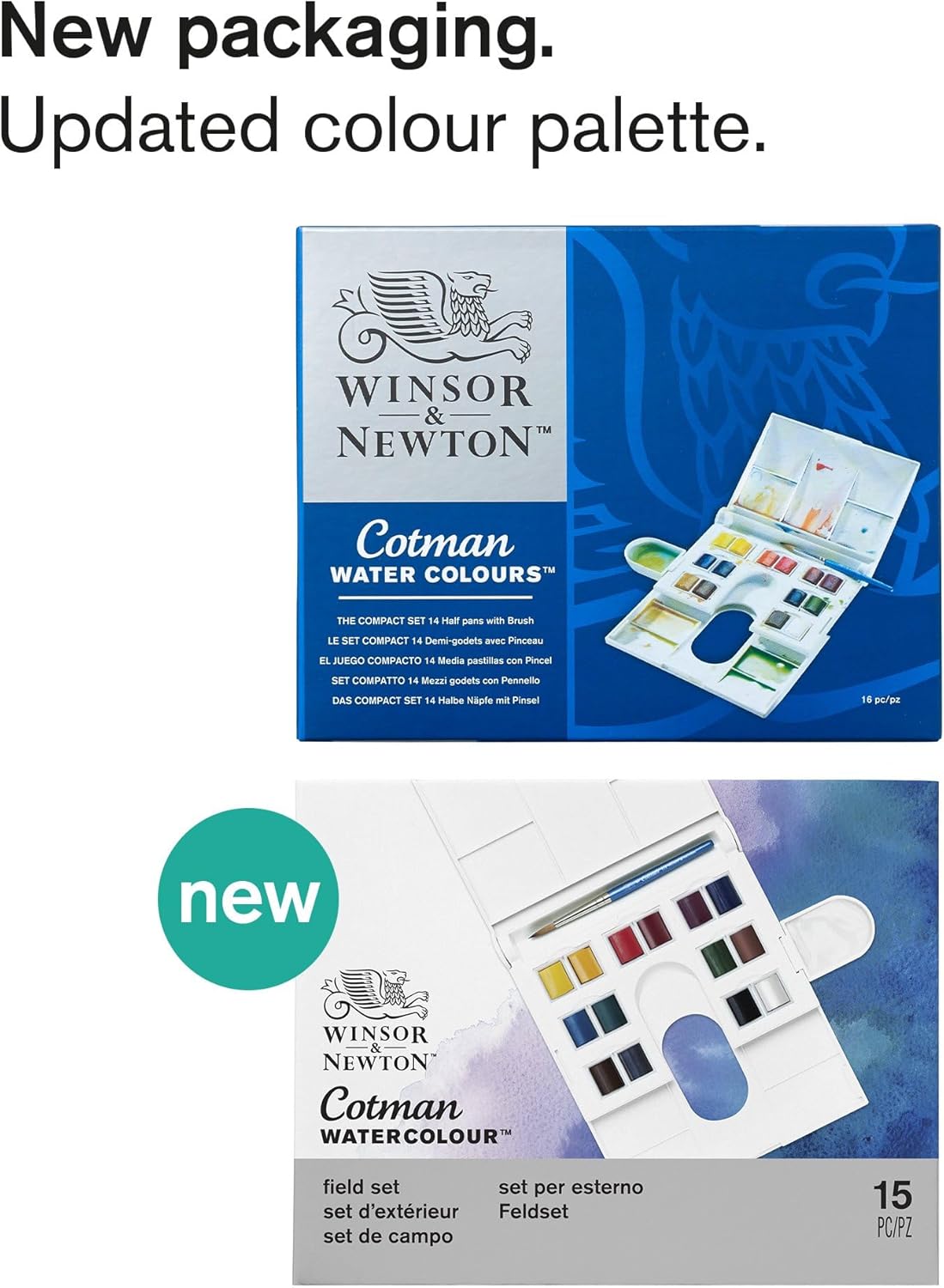 Thumbnail 2 de Winsor & Newton Cotman Compact Aquarellfarben Set – 14 Farbtöne in 1/2 Näpfen, lebendige, lichtechte Wasserfarben