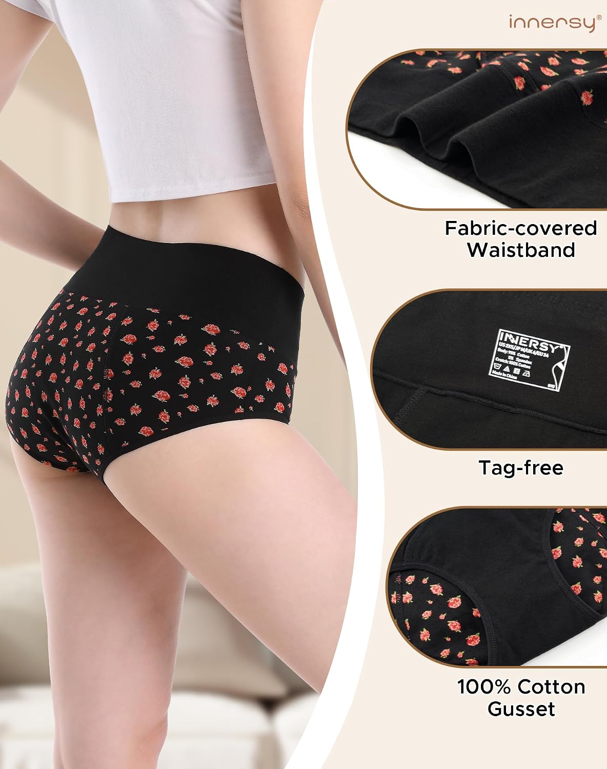 Thumbnail 2 de INNERSY Women Period Pants High Waist Postpartum Underwear Leakproof Pack of 3