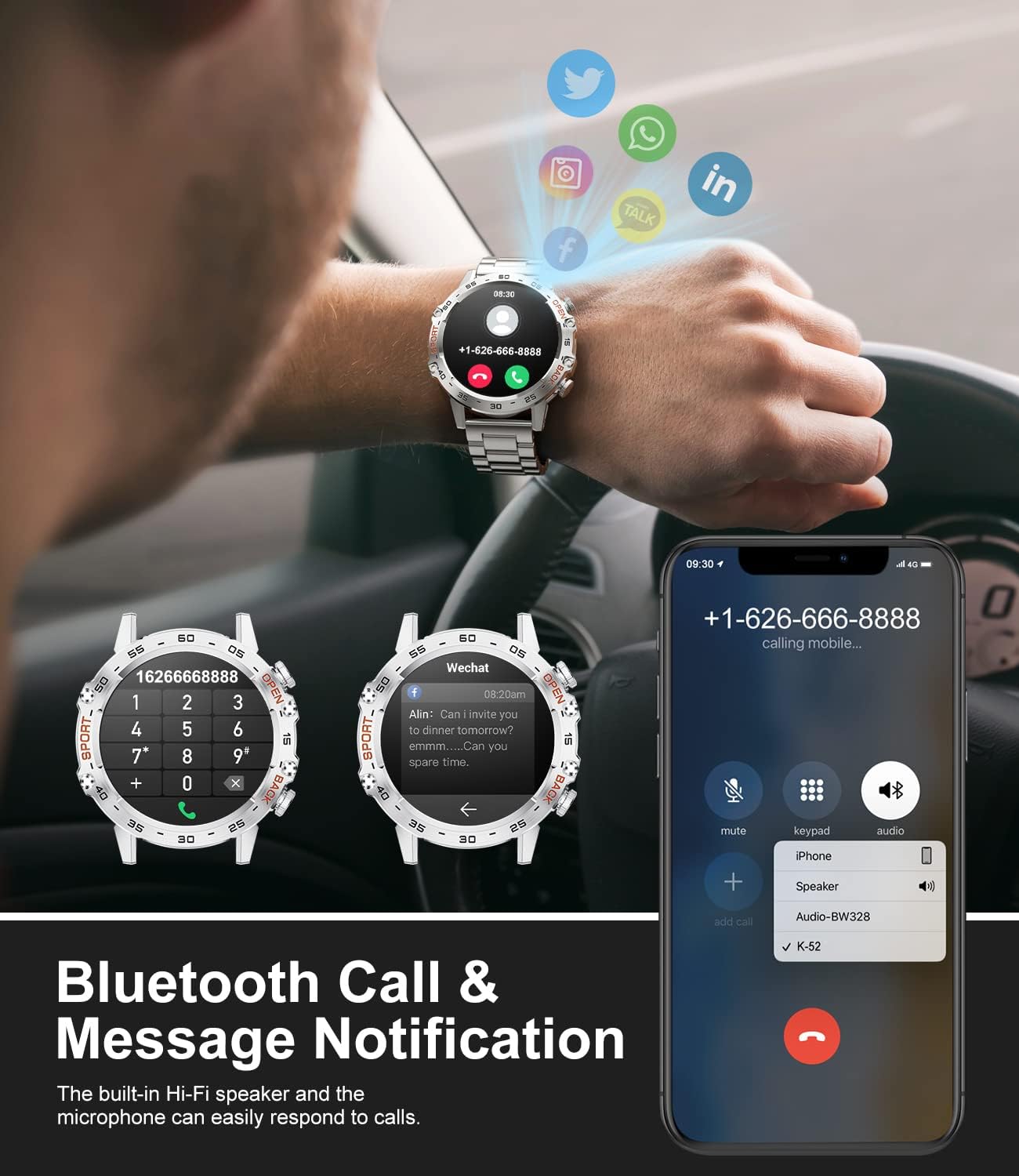 Detalle de Military Smart Watch for Men (IP67) with Bluetooth voice calls, heart rate, SpO2 & sports tracking