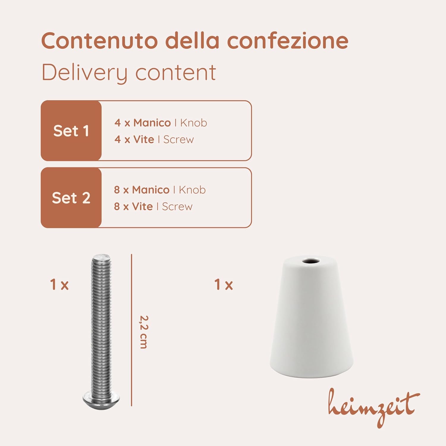 Detalle de heimzeit Pomelli Armadio Cone per Porte, Cassetti e Comodini in Alluminio – 8 Pezzi, Bianco