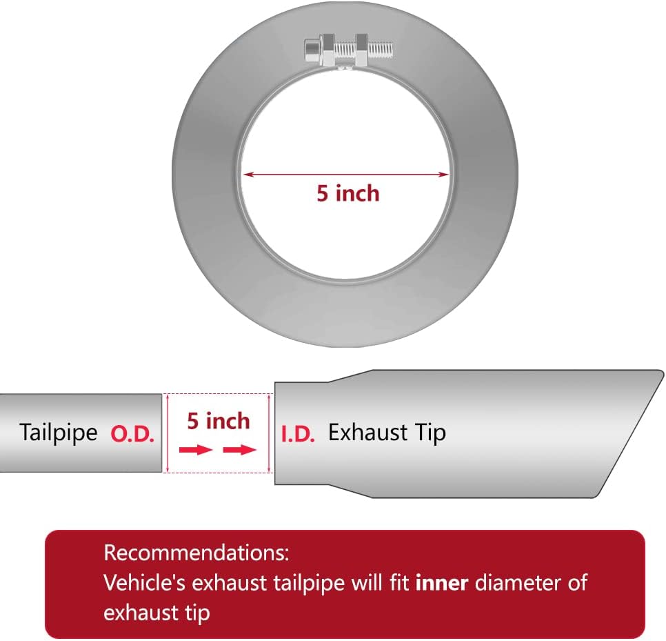 Thumbnail 2 de LCGP 5" Universal Diesel Exhaust Tip (10" Outlet, 18" Long) — Polished Stainless Steel, Bolt-On