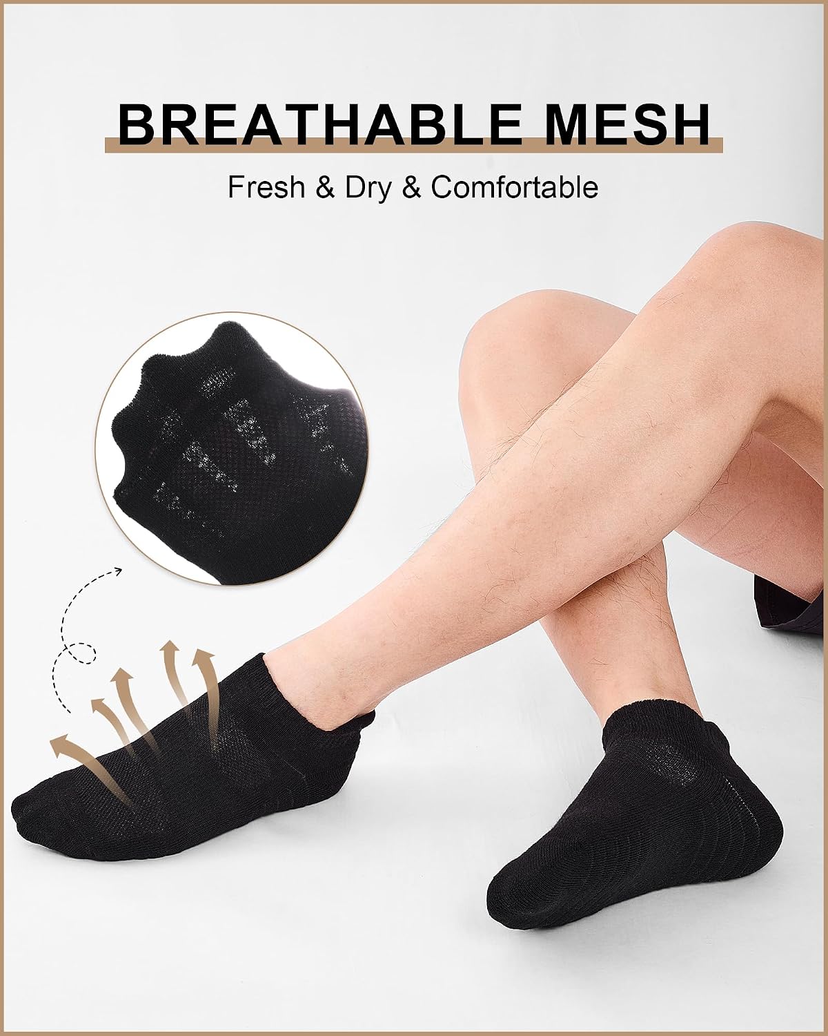 Detalle de Niorasen Cushioned Ankle Running Socks – 6 Pairs for Men & Women