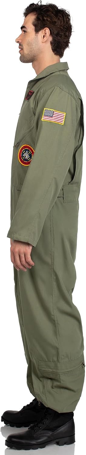 Detalle de Leg Avenue Men's Top Gun Flight Suit Costume with Interchangeable Badges