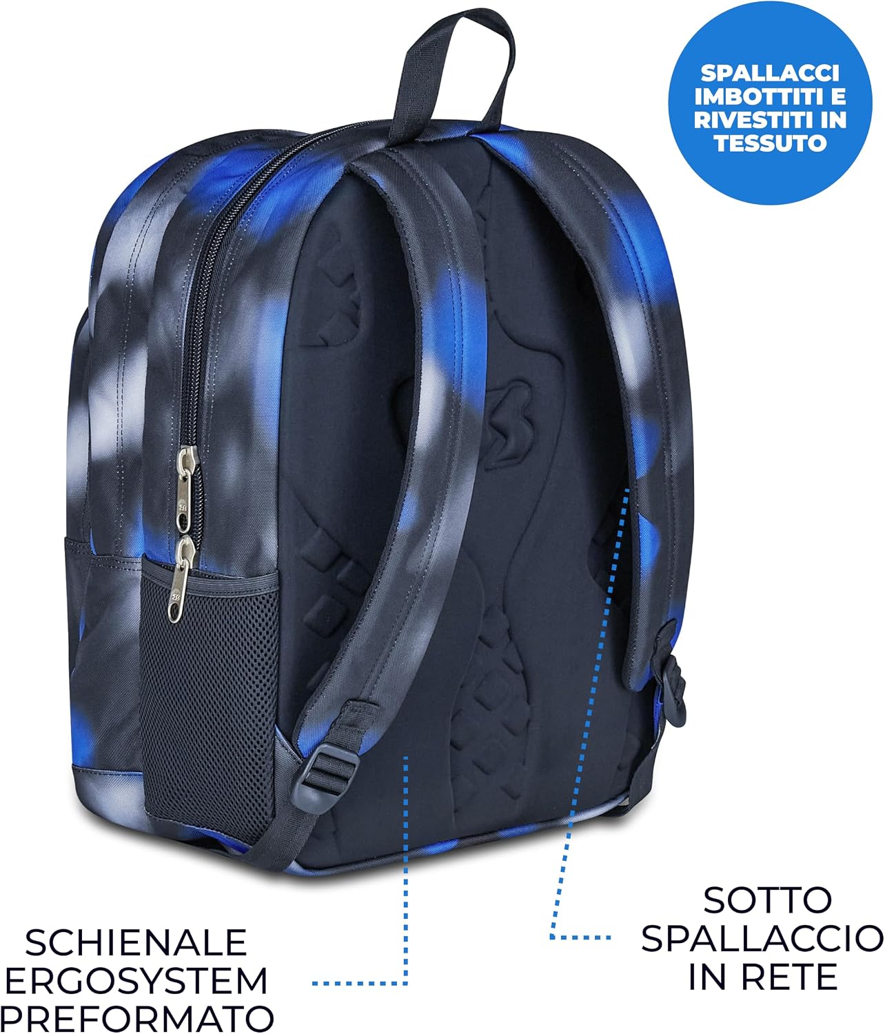 Thumbnail 4 de Seven Freethink Zaino Scuola Media Ragazzo, Blu/Nero 34L – Doppio Scomparto con Porta PC e Borraccia