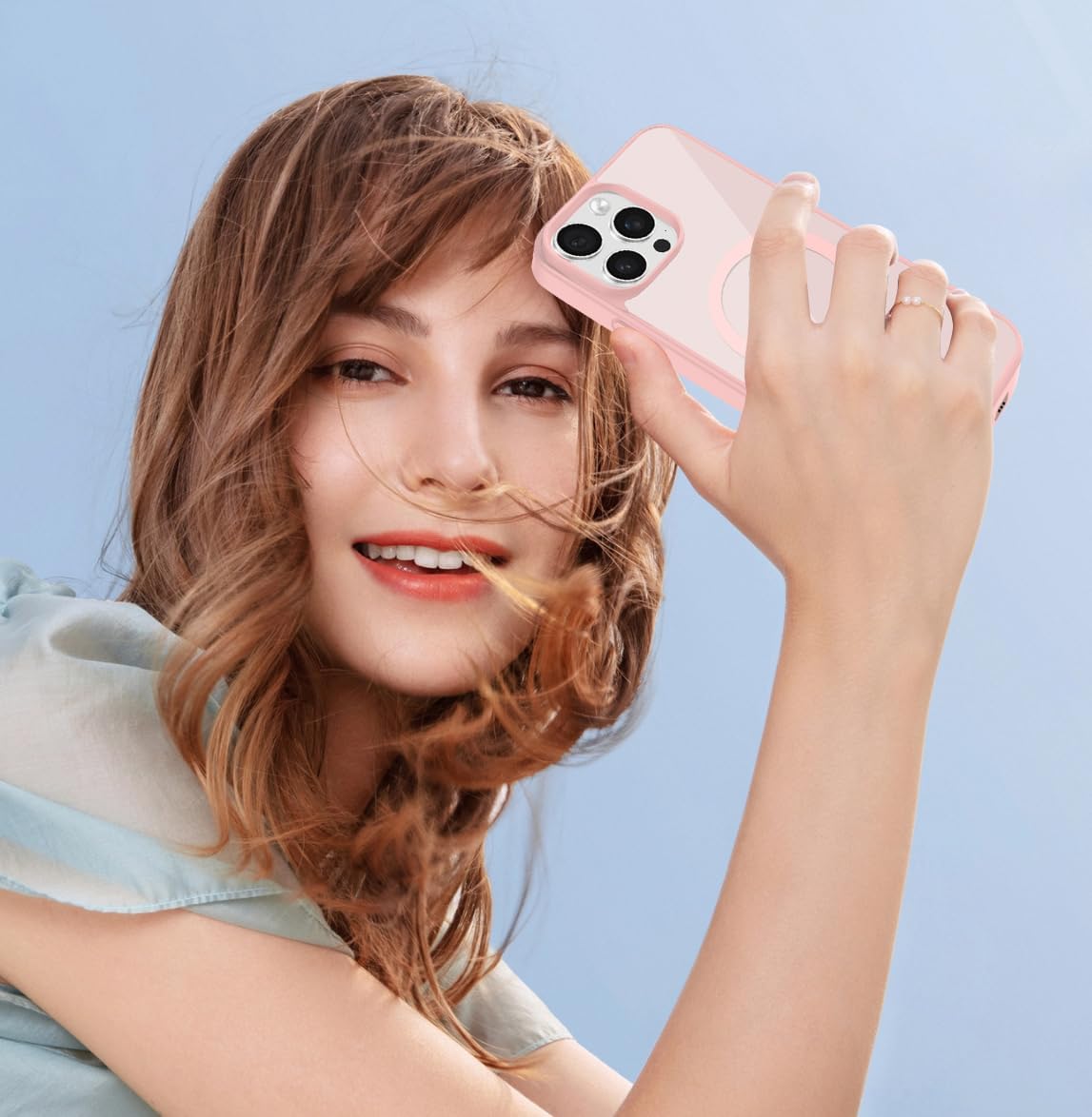 Thumbnail 6 de Magnetic Cover per iPhone 16 Pro - Rosa chiaro, con 2 vetri temperati e bumper in TPU