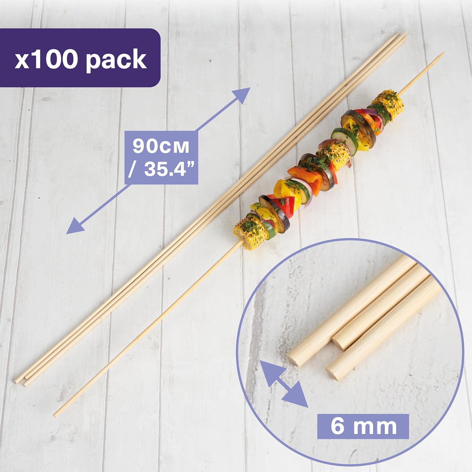 Detalle de MATANA 100 Pic Brochettes Bois XXL 90 cm